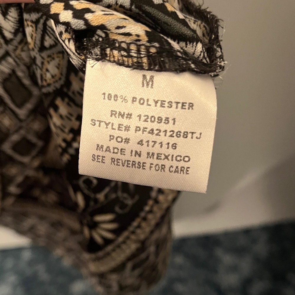 Black, Yellow & White Floral Stripe Patterned Blouse with Zipper - Picture 2 of 5
